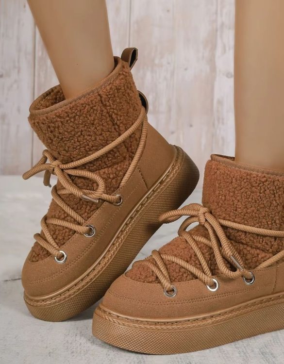 Kahverengi Bağcıklı Kalın Taban Kar Botu SK57095
