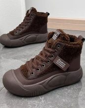 Kahverengi Peluş Bağcıklı Kısa Spor Bot SK57013