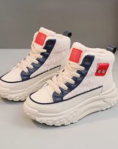 Mavi Peluş Detaylı Bağcıklı Kadın Kısa Bot SK57035