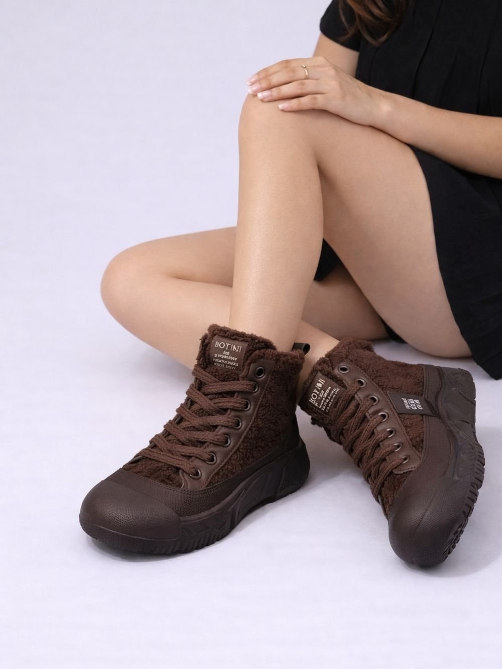 Plush Lined Lace-Up Sport Ankle Boots for Women SK57013 - Image 2