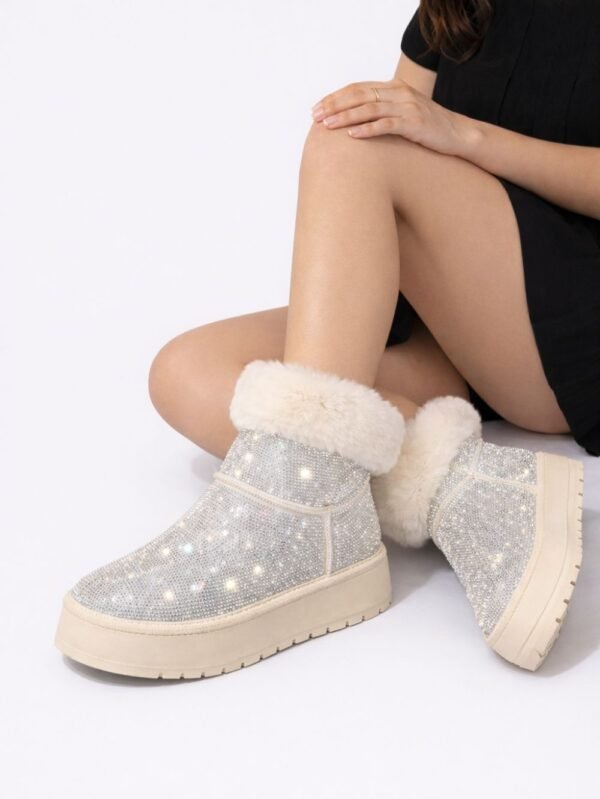 silver rhinestone snow boots winter wear