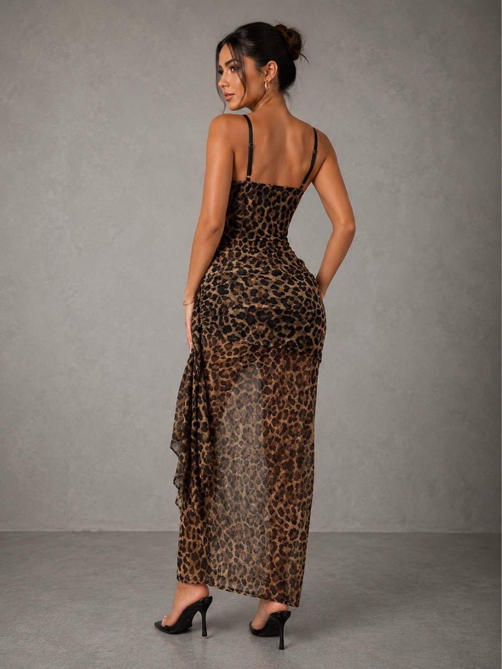Leopard Lace Corset Midi Dress for Women - Image 3