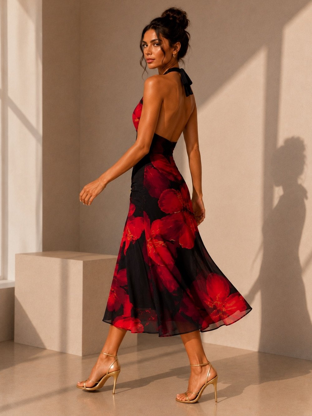 Midnight Rose Floral Midi Dress SK61378 - Image 2
