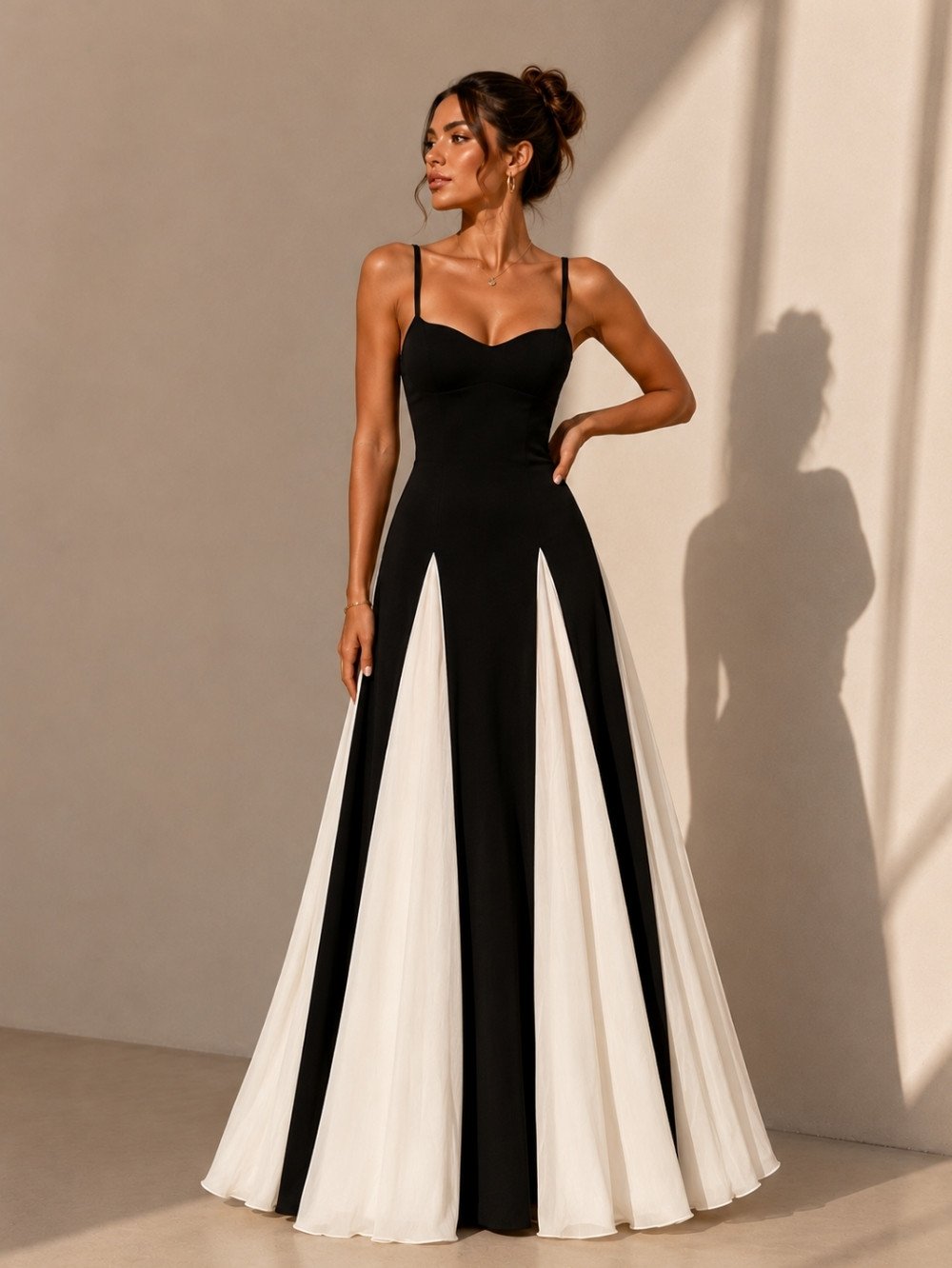Midnight Contrast Panel Maxi Gown SK61371 - Image 2