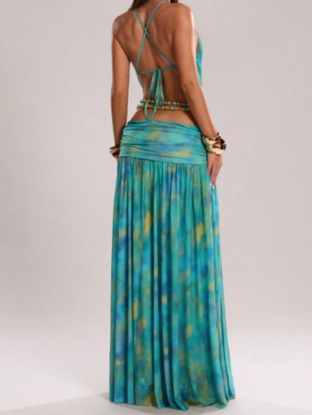 Pink Blue Ombre Goddess Maxi Dress SK61290 - Image 3