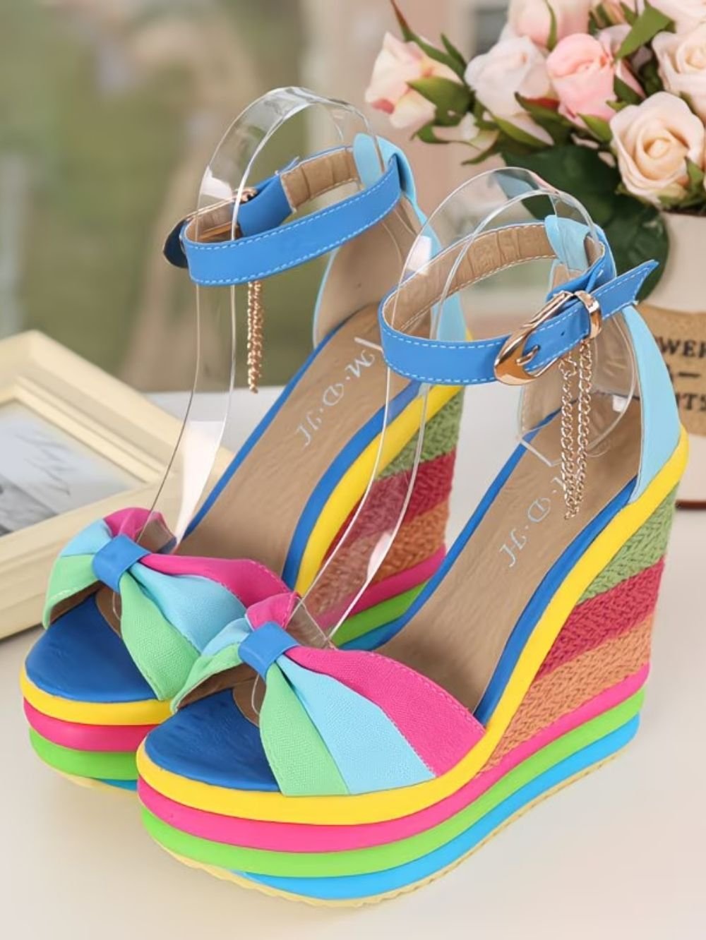Rainbow Wedge Sandals for Women SK61148 - Image 8