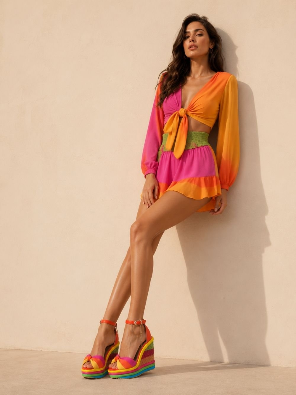 Rainbow Wedge Sandals for Women SK61148 - Image 3