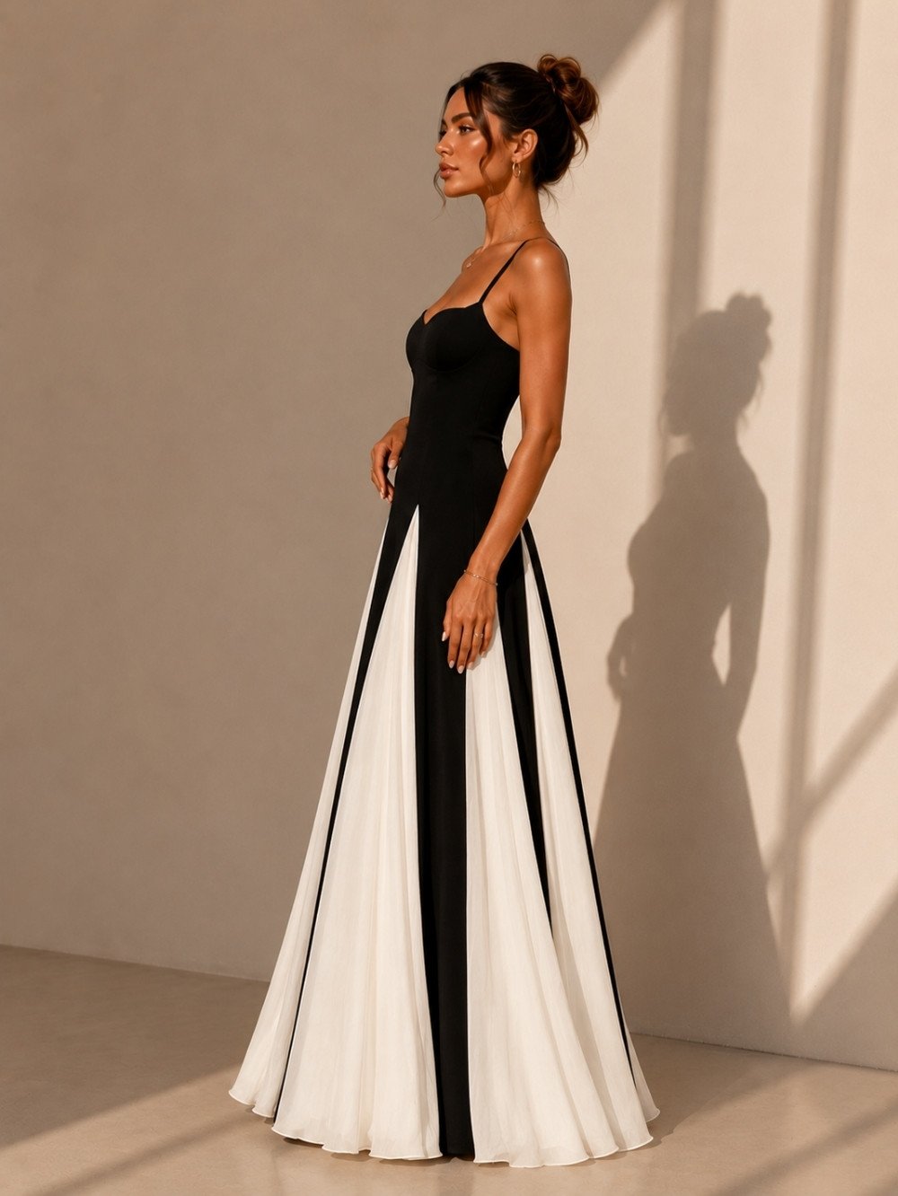 Midnight Contrast Panel Maxi Gown SK61371 - Image 5