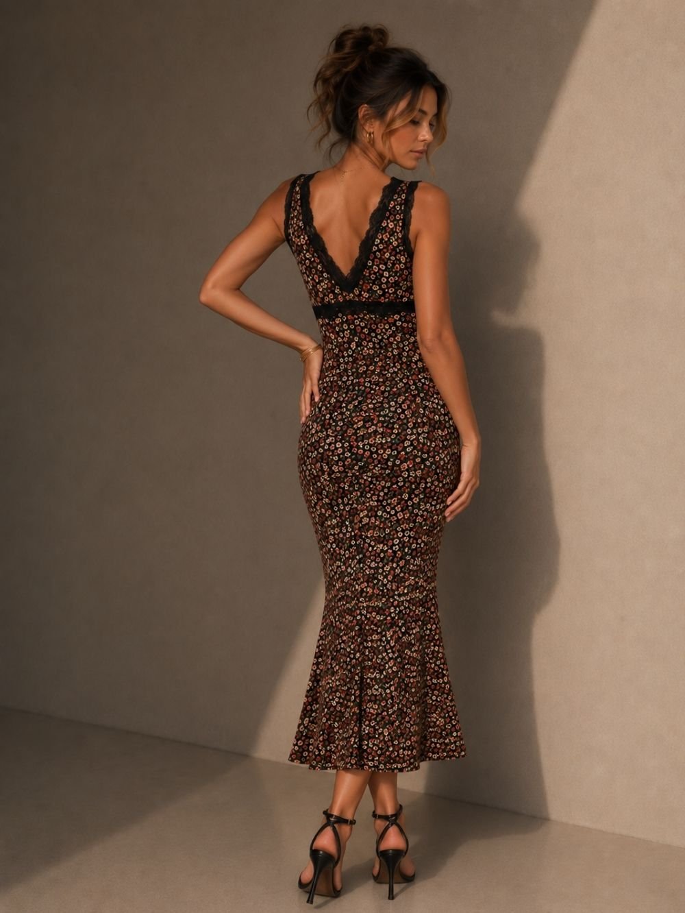Black Floral Lace Boho Maxi Dress SK61228 - Image 5