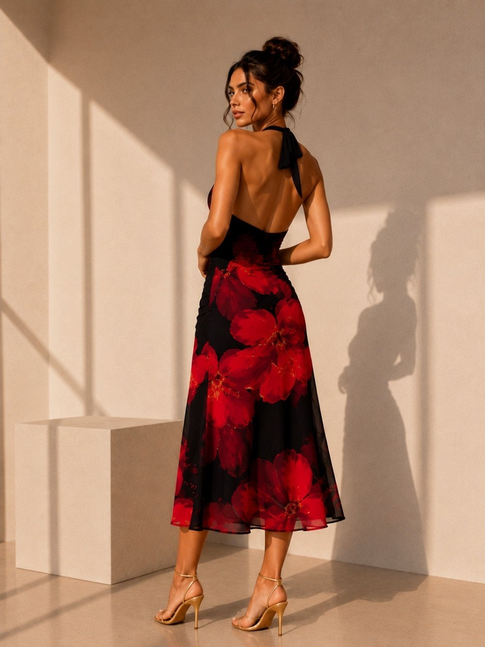 Midnight Rose Floral Midi Dress SK61378 - Image 3