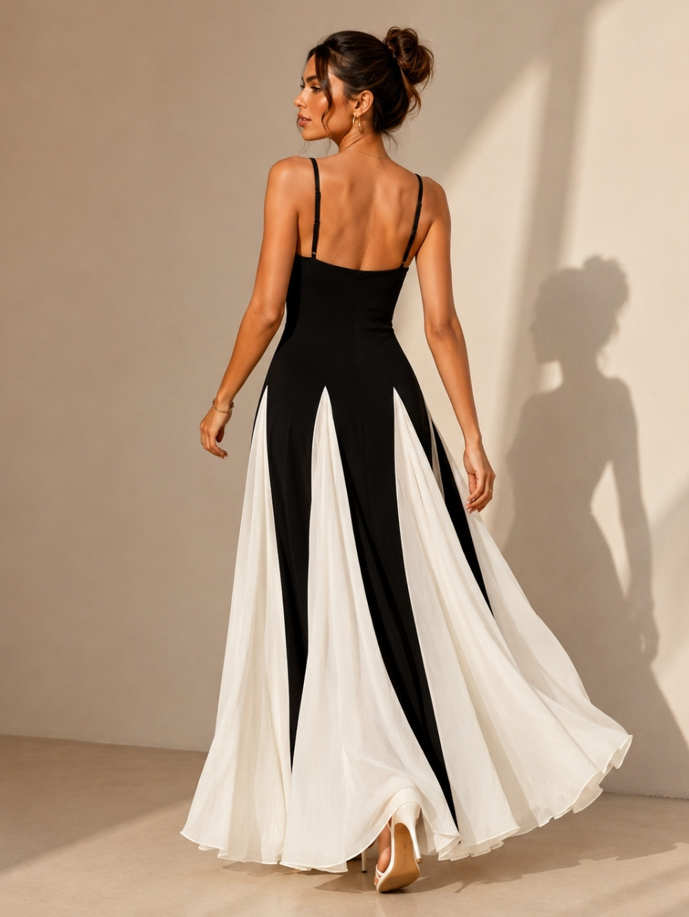 Midnight Contrast Panel Maxi Gown SK61371 - Image 3