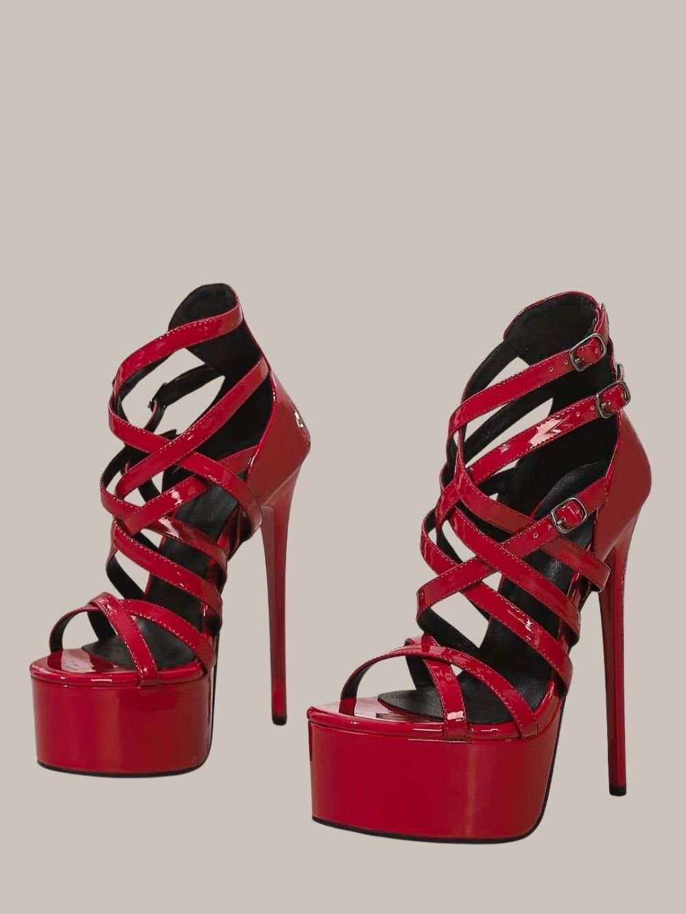 Red Patent Platform Sandals for Women SK61005 - Image 4