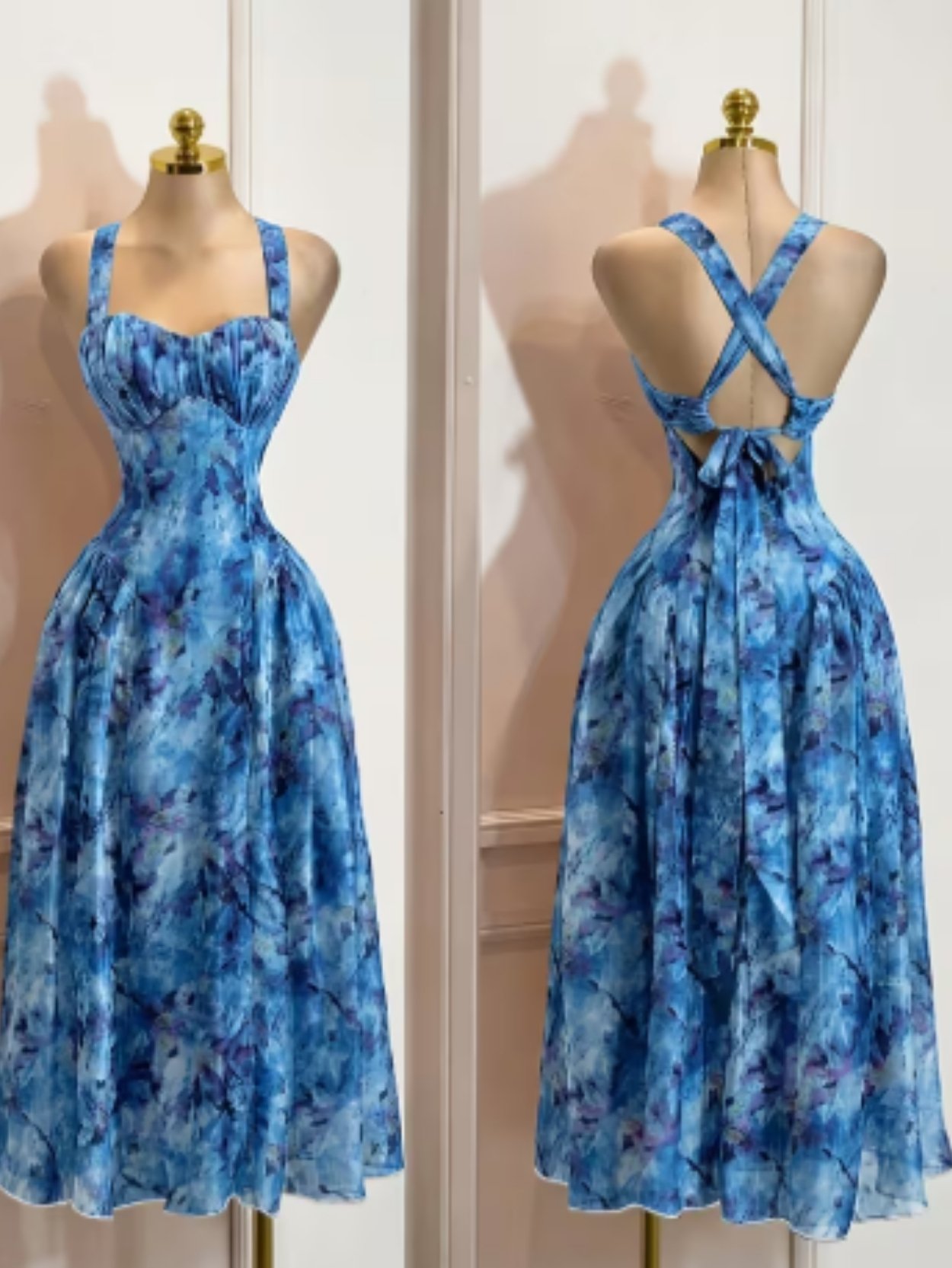 Yellow Floral Halter Maxi Dress with Open Back SK61814 - Image 6