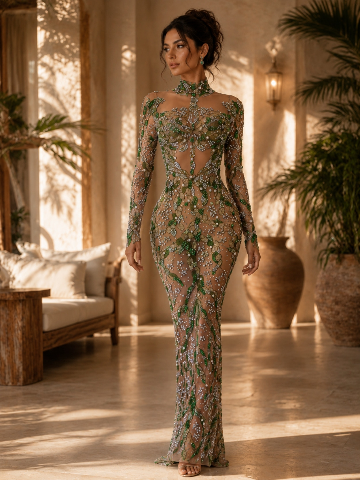 Crystal Embellished Illusion Mermaid Evening Gown SK61866 - Image 6