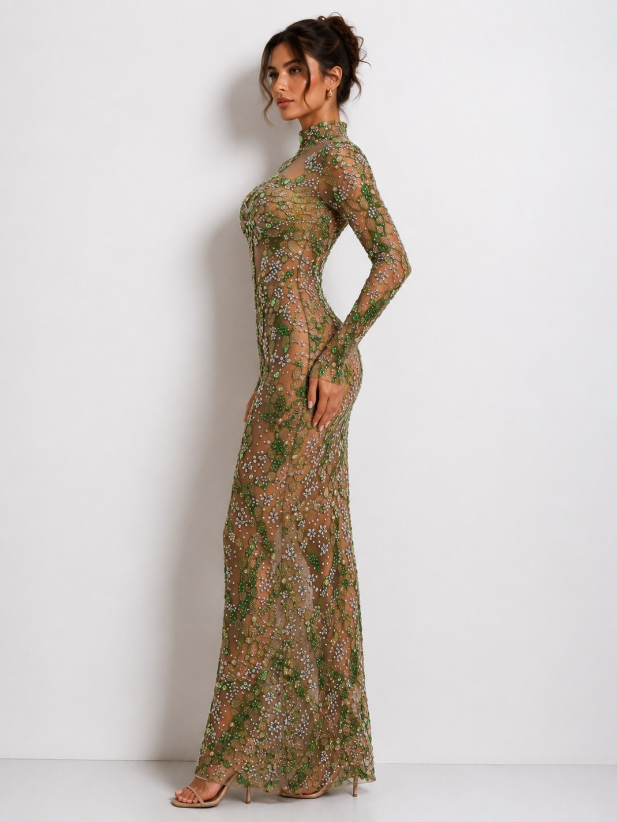 Crystal Embellished Illusion Mermaid Evening Gown SK61866 - Image 3