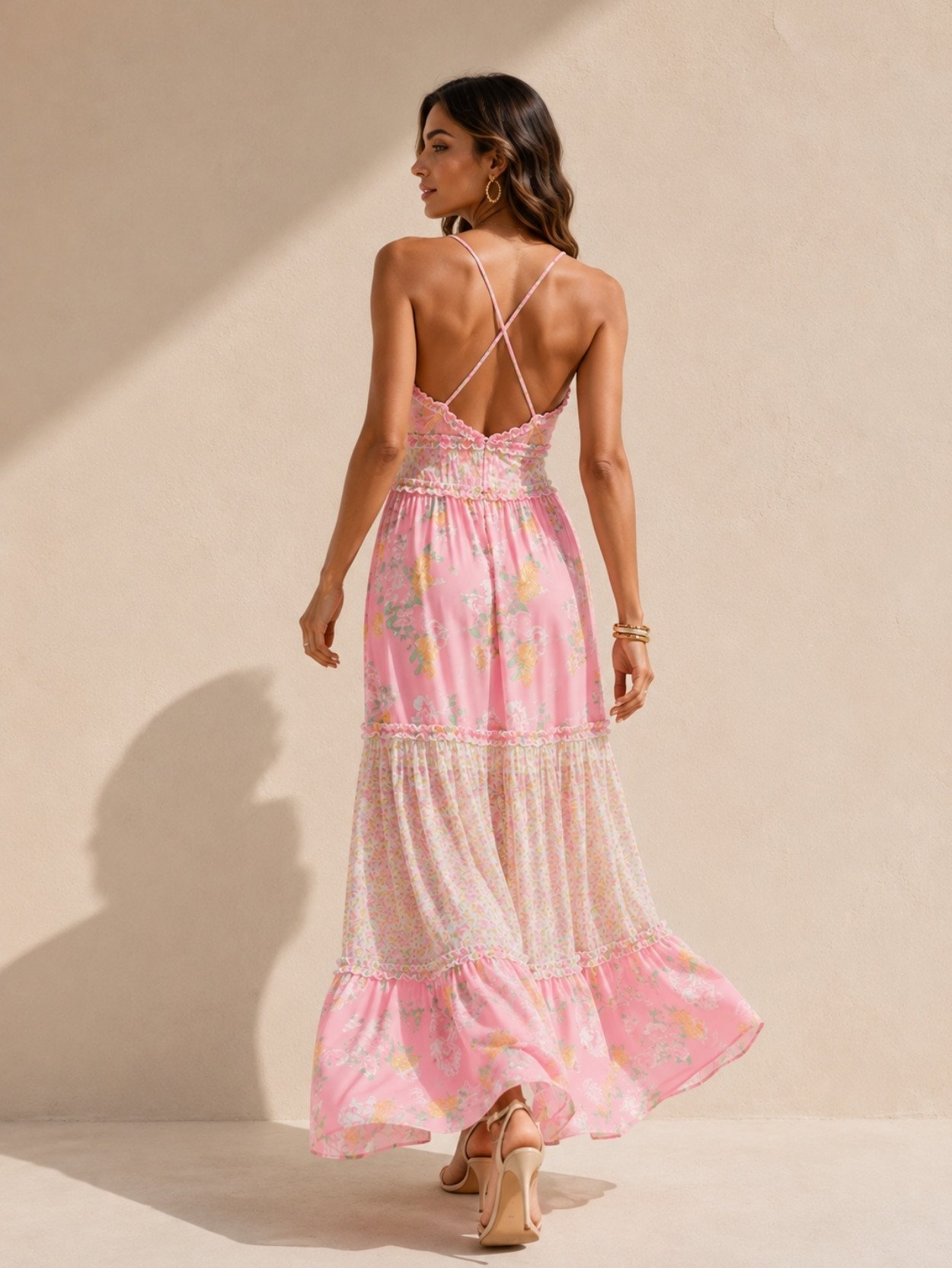 Floral Lace Trim Maxi Sundress SK61735 - Image 4