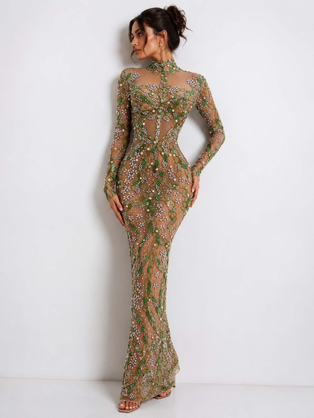 Crystal Embellished Illusion Mermaid Evening Gown SK61866 - Image 4