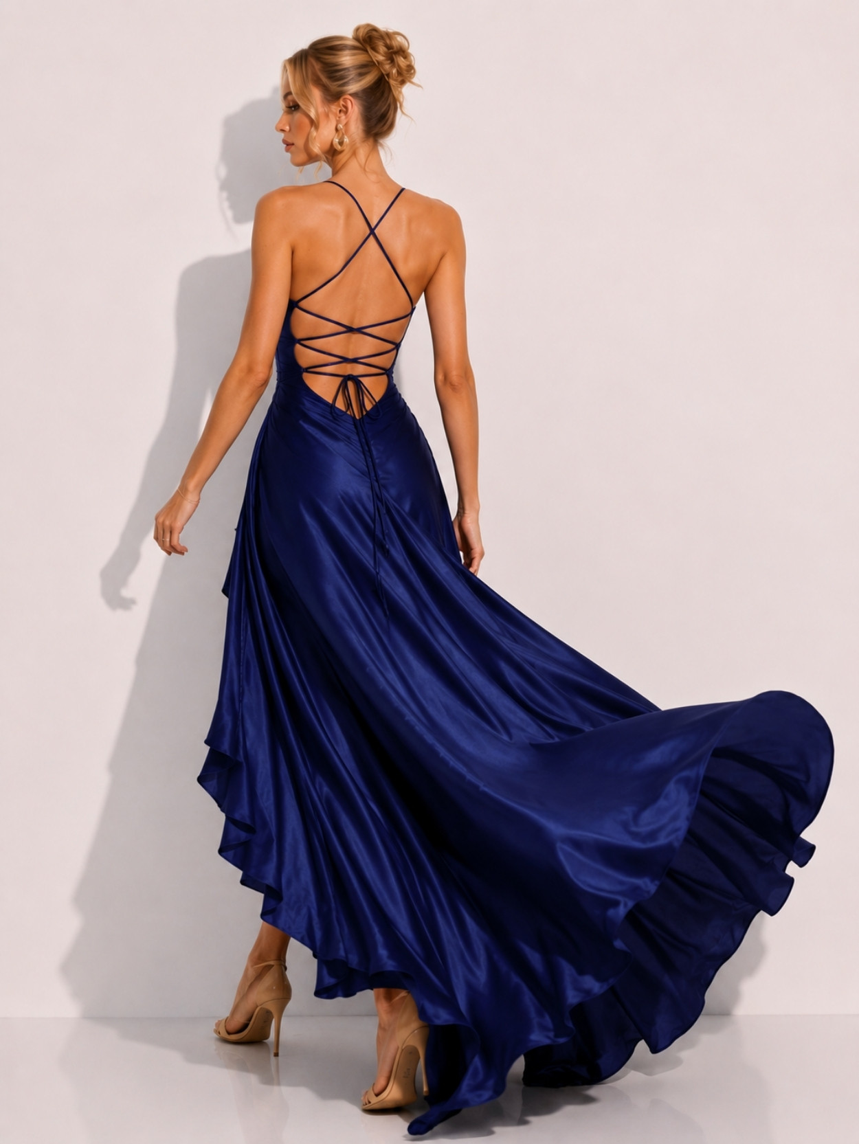 Satin High Slit Evening Maxi Dress SK62018 - Image 5