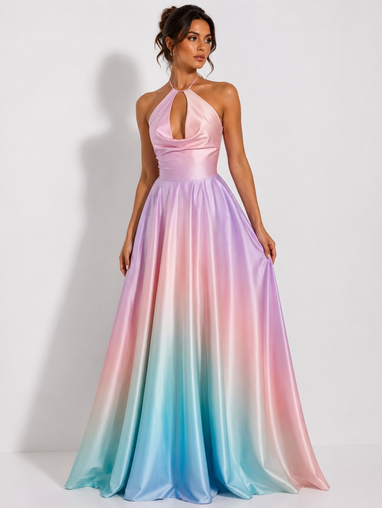 Pastel Gradient Halter Maxi Dress SK61929