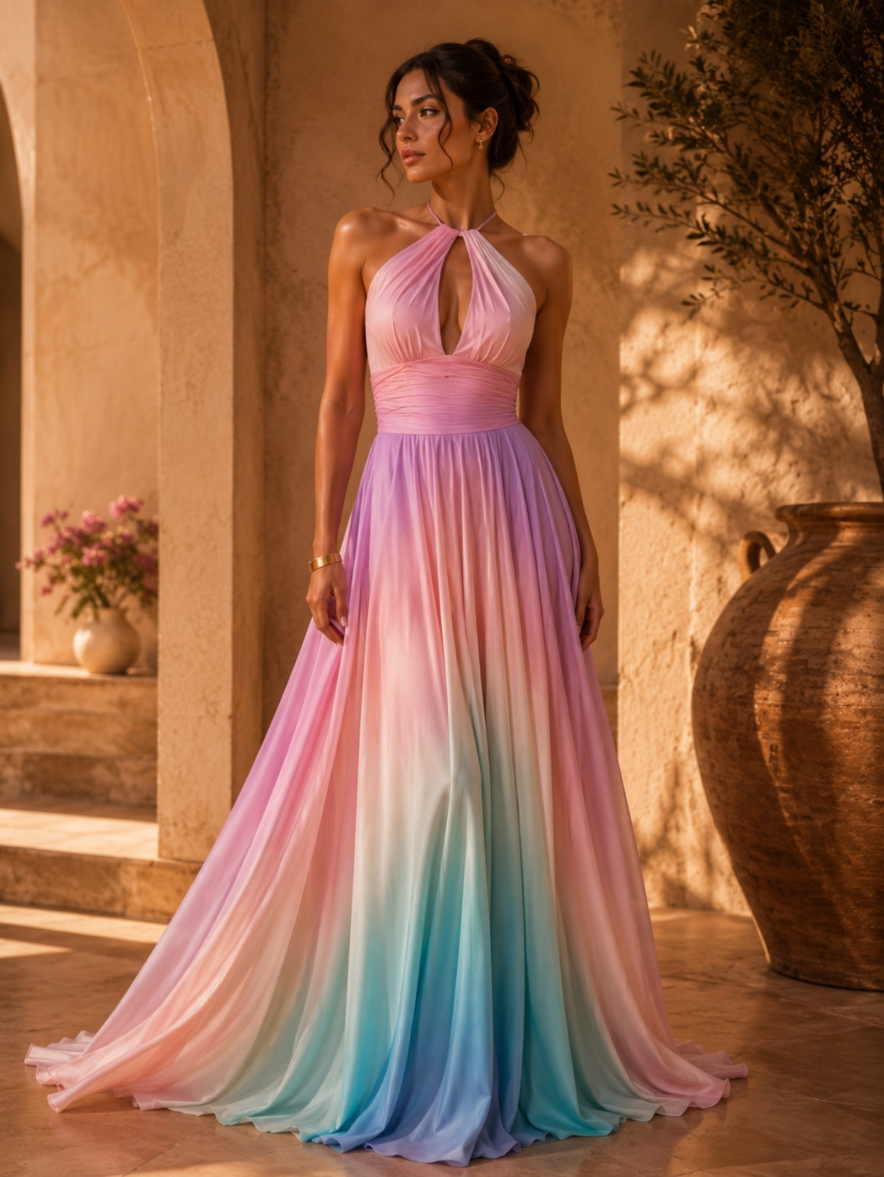 Pastel Gradient Halter Maxi Dress SK61929 - Image 5