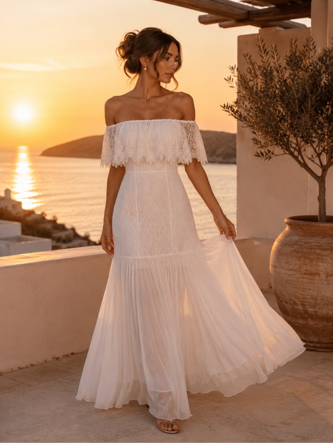 Ivory Off-Shoulder Lace Maxi Dress SK62314 - Image 4