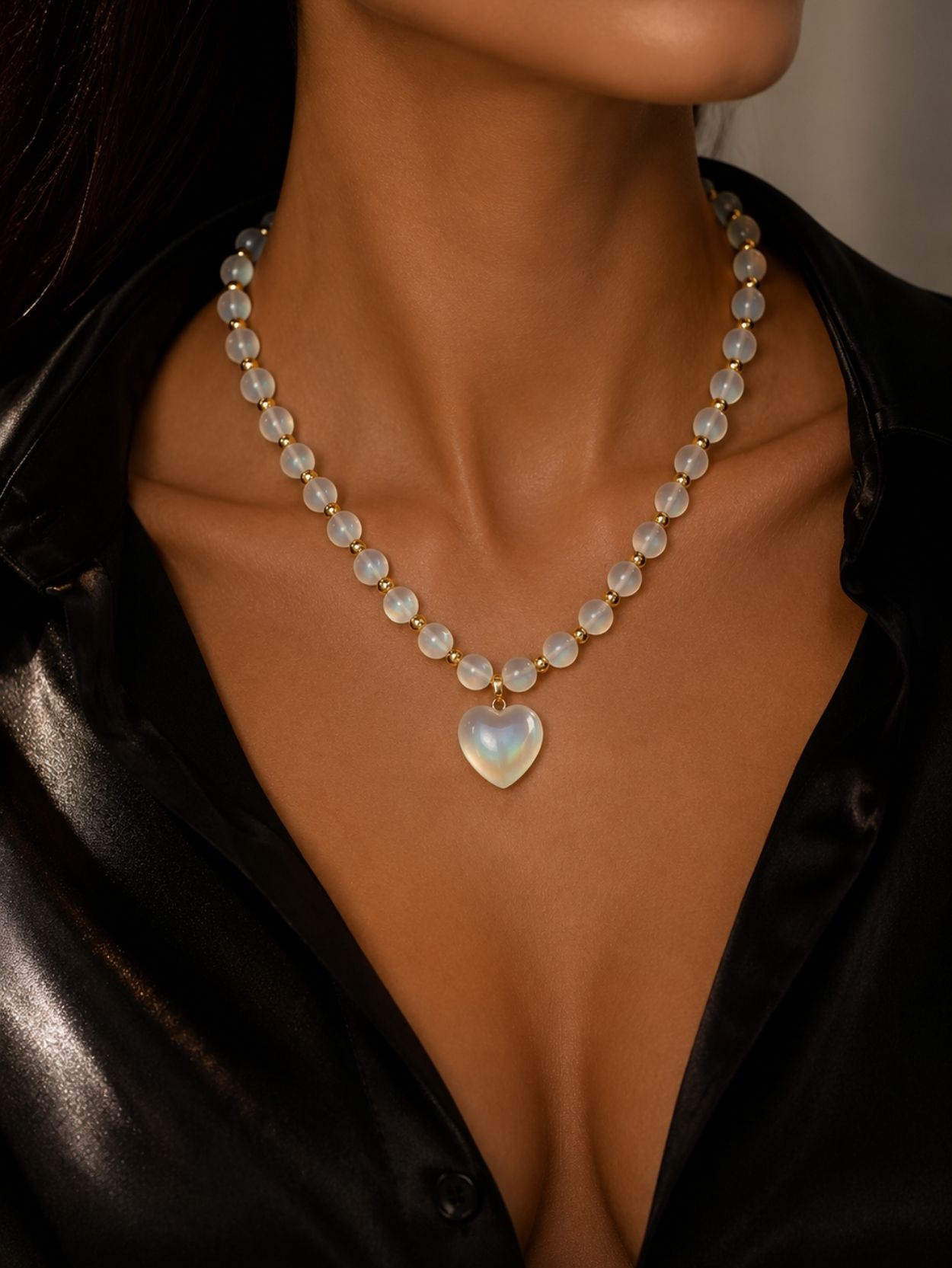 Ethiopian Opal Heart Pendant Necklace SK62796