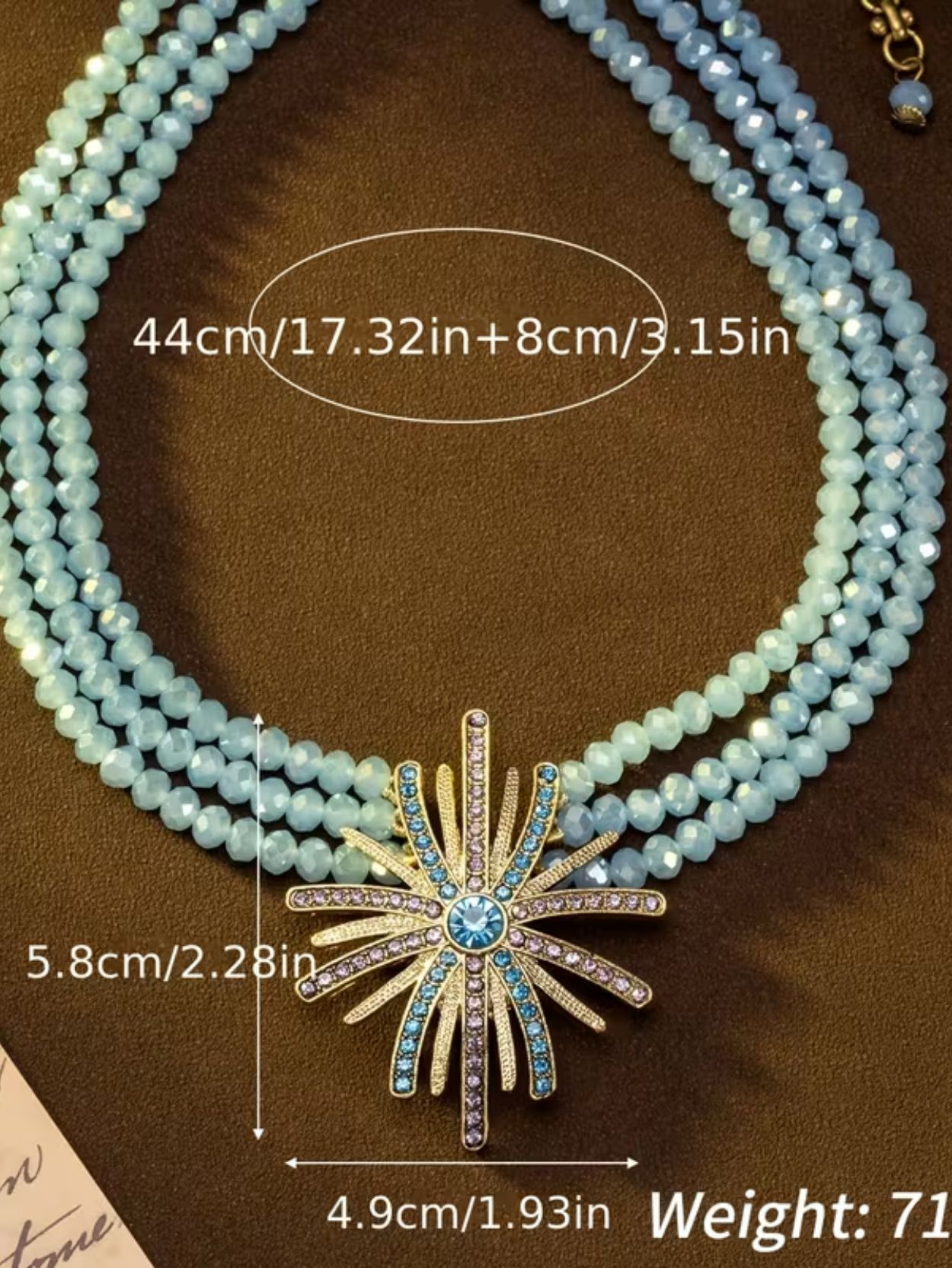 Aquamarine Multi-Strand Sunflower Necklace SK62809 - Image 6
