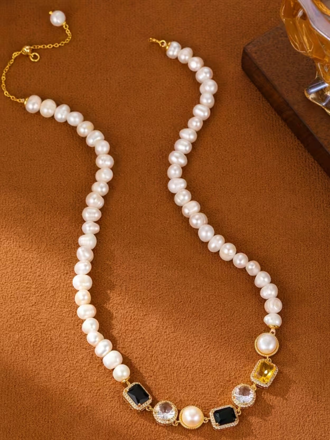 Baroque Freshwater Pearl Necklace with Gold-Tone Statement Detail SK63140 - Image 3
