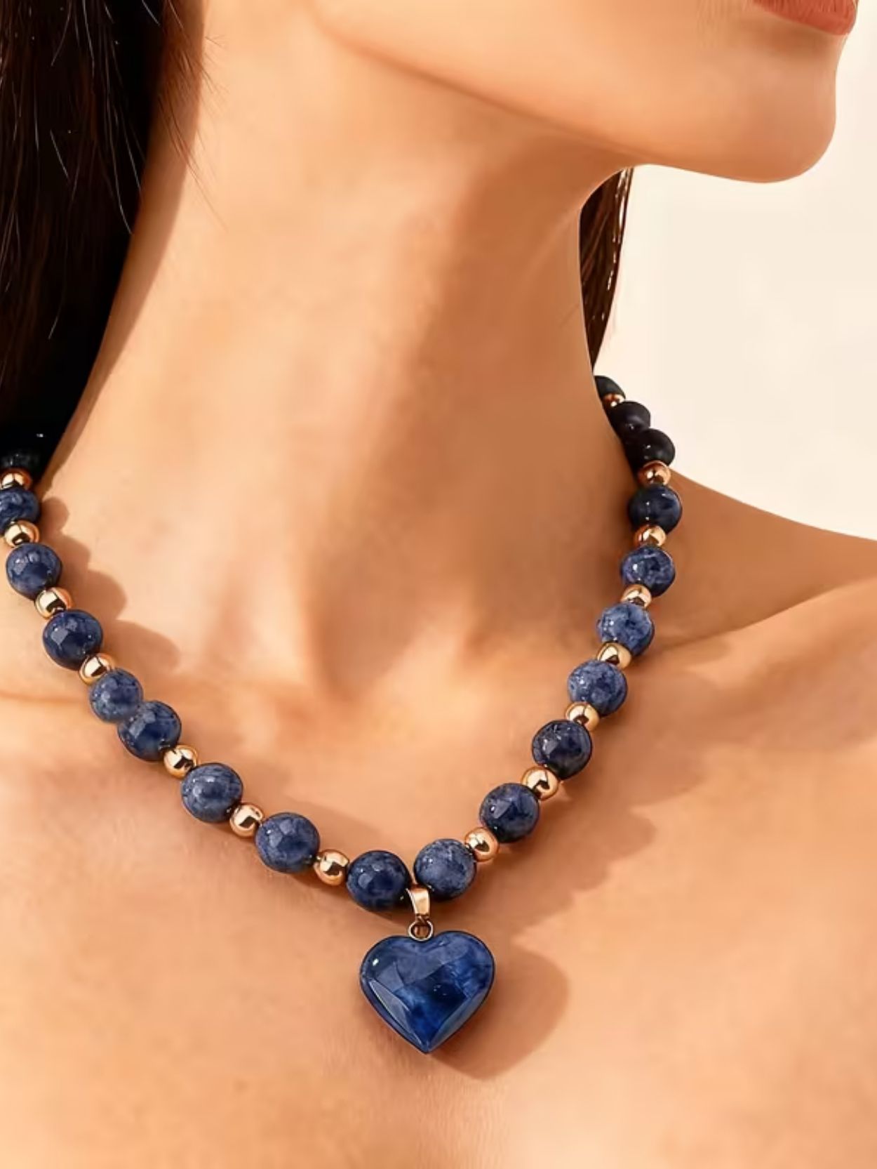 Natural Lapis Lazuli Heart Necklace SK62791 - Image 4