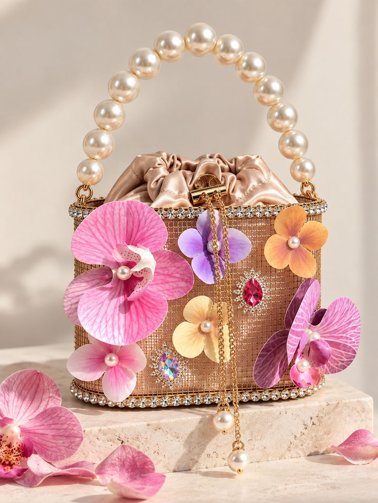 Pearl Flower Handle Clutch Bag for Women SK62956 - Image 3