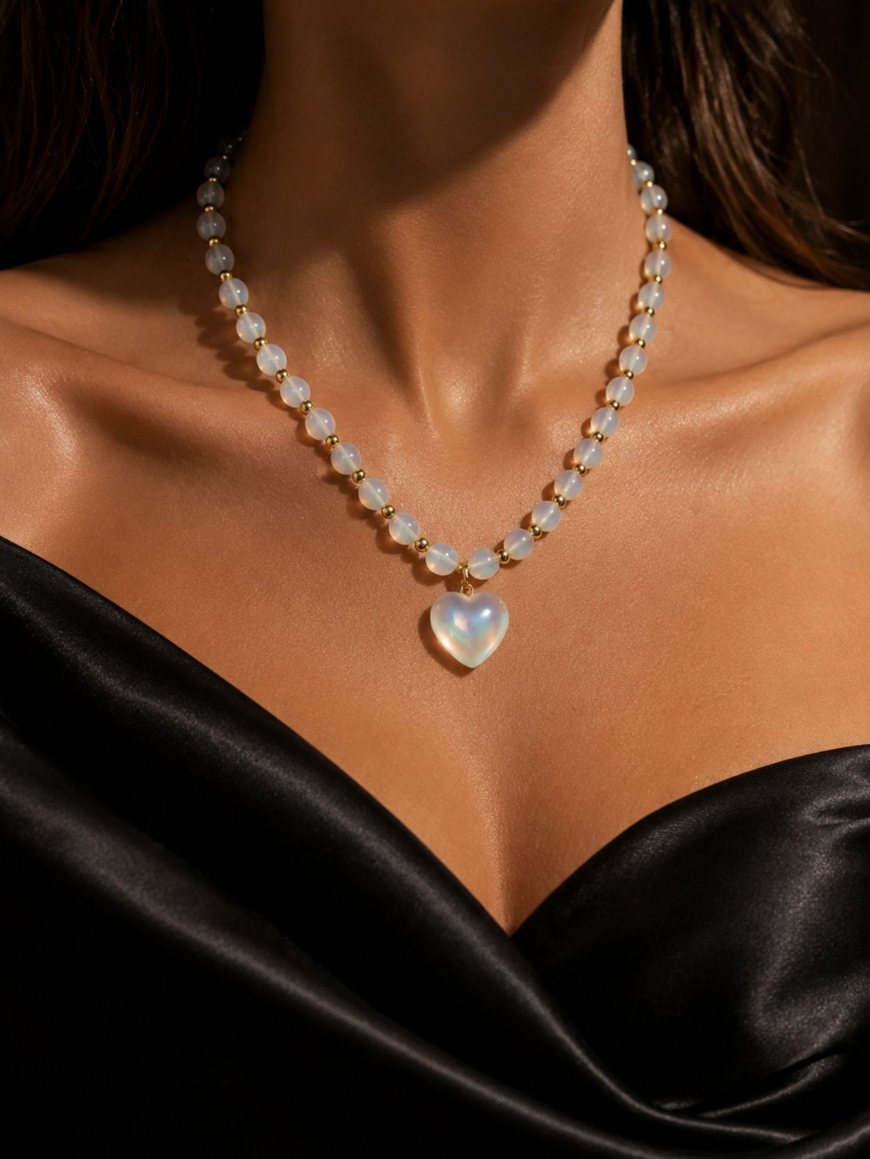 Ethiopian Opal Heart Pendant Necklace SK62796 - Image 3