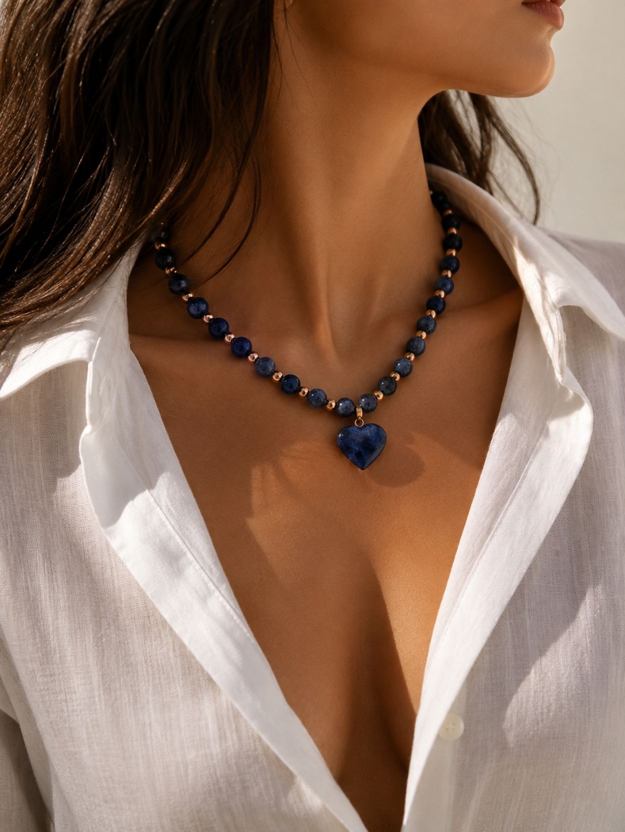 Natural Lapis Lazuli Heart Necklace SK62791