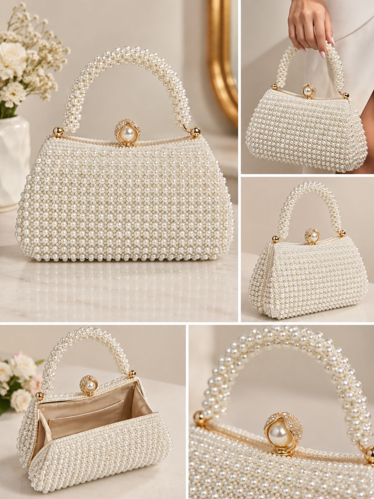 Pearl Beaded Evening Clutch Bag SK62943 - Image 5