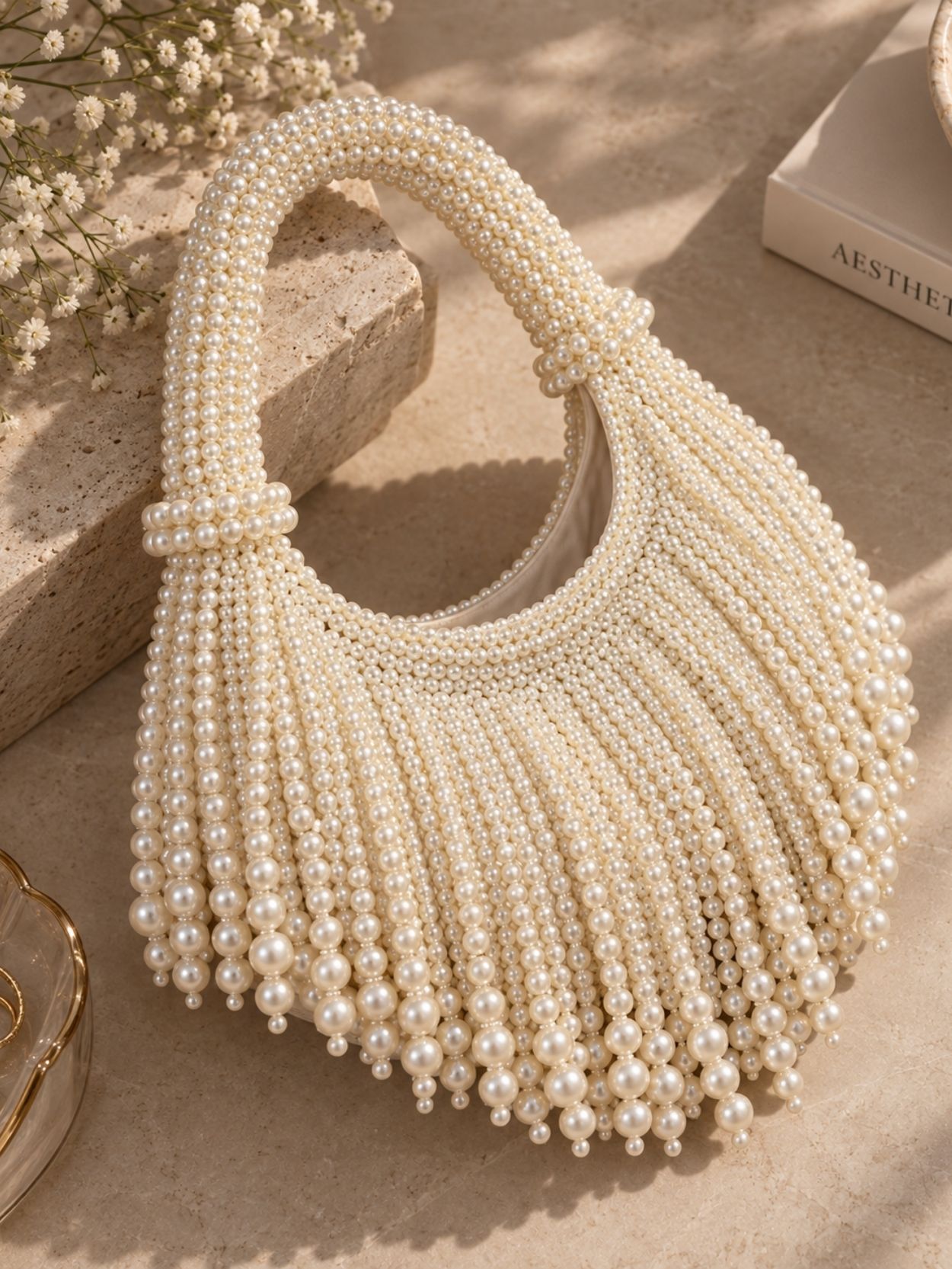 Pearl Beaded Fringe Shoulder Bag SK63010 - Image 5
