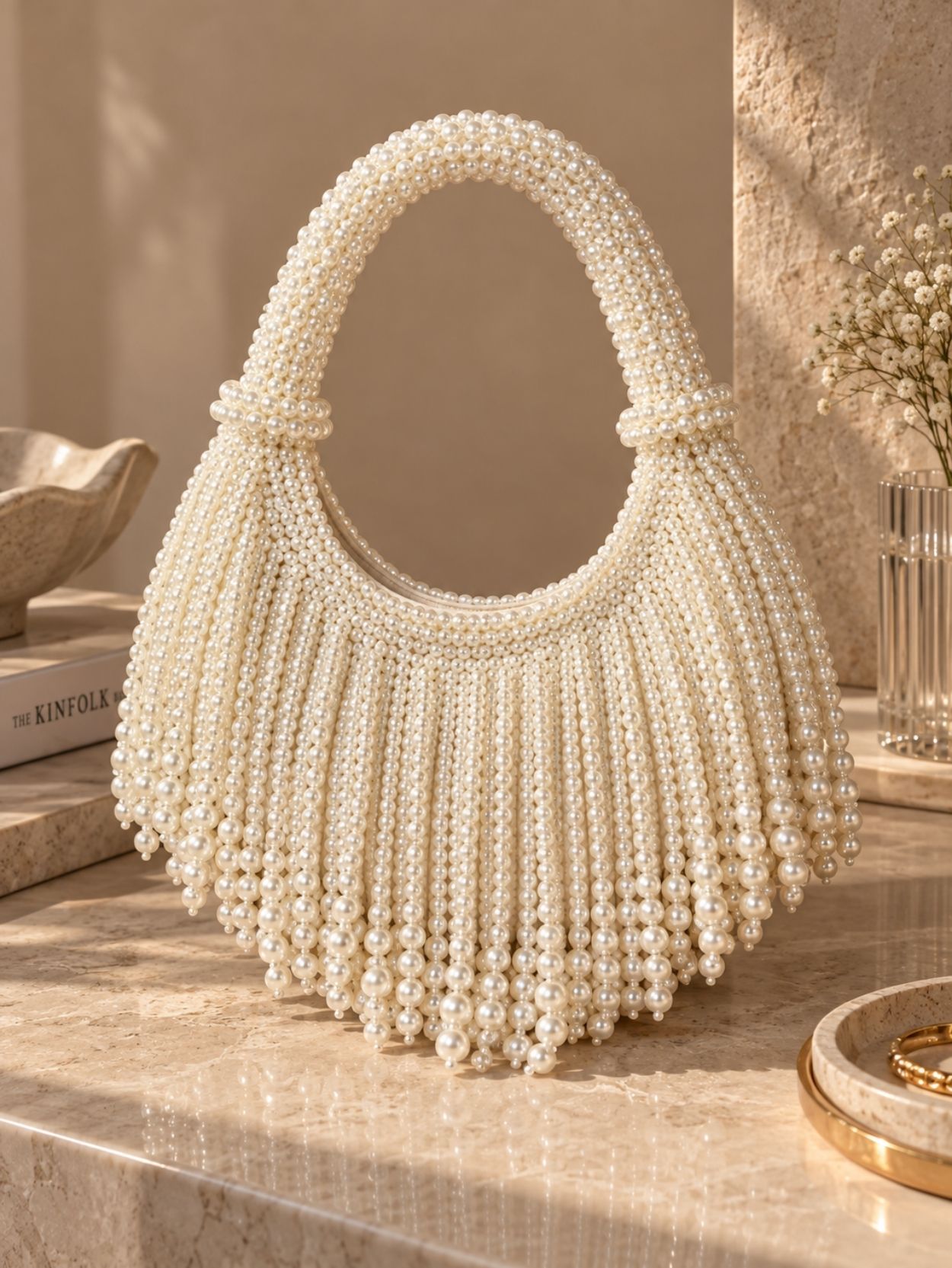 Pearl Beaded Fringe Shoulder Bag SK63010 - Image 2