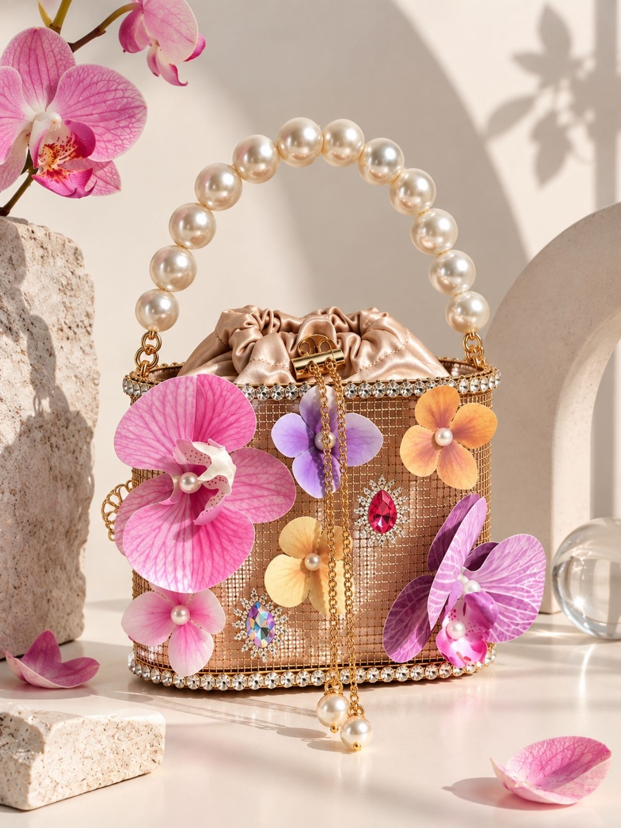 Pearl Flower Handle Clutch Bag for Women SK62956 - Image 4