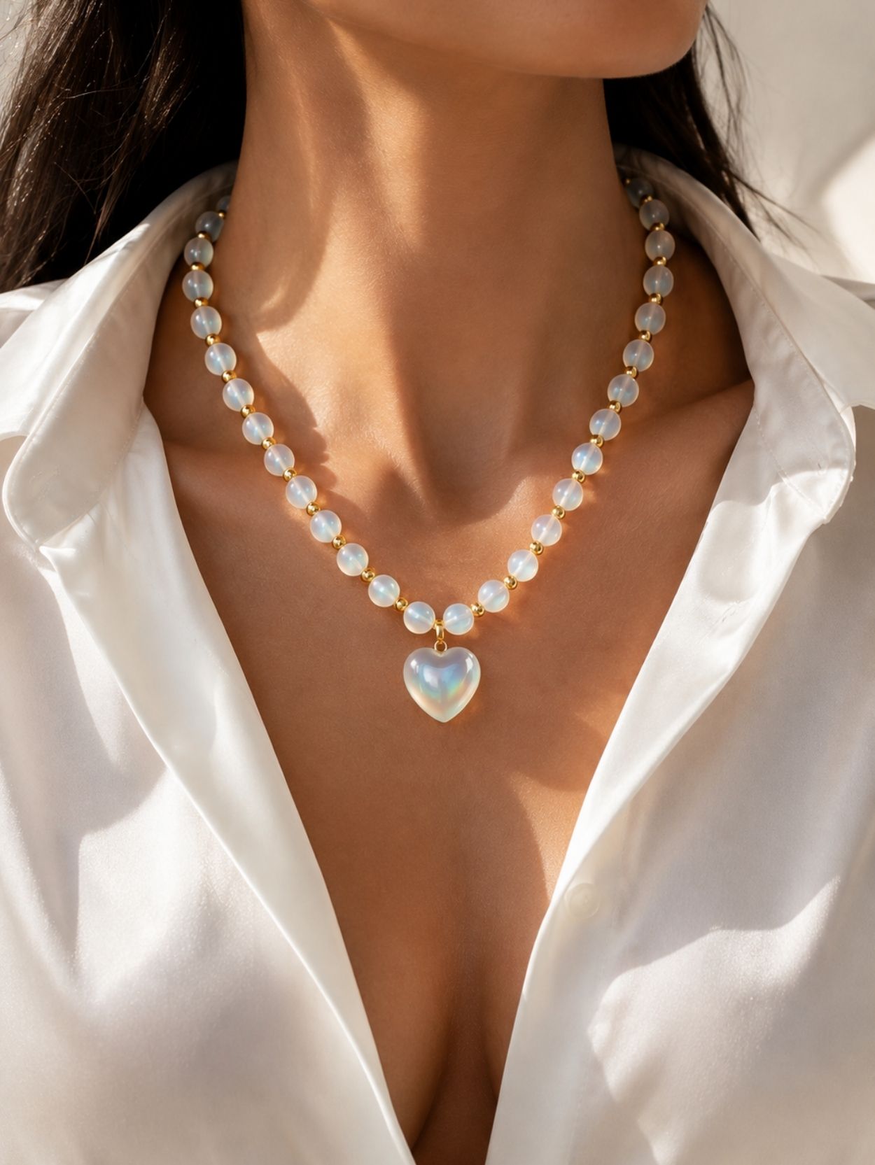 Ethiopian Opal Heart Pendant Necklace SK62796 - Image 2