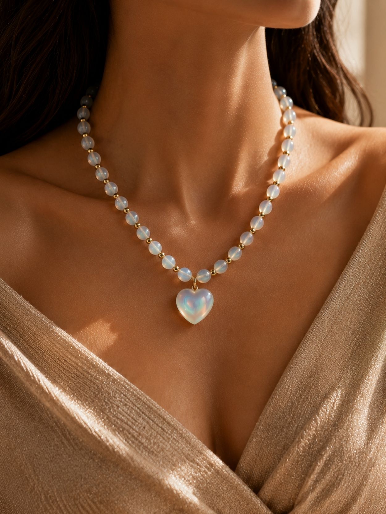 Ethiopian Opal Heart Pendant Necklace SK62796 - Image 4
