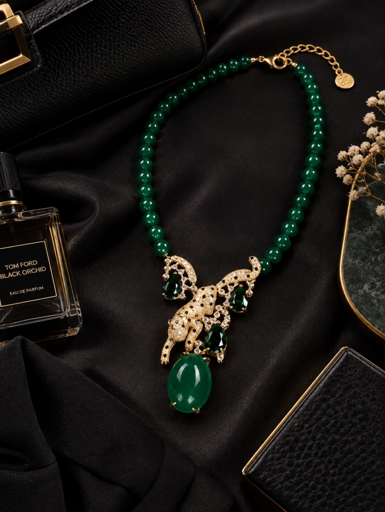 Green Agate Leopard Pendant Necklace SK63113 - Image 5